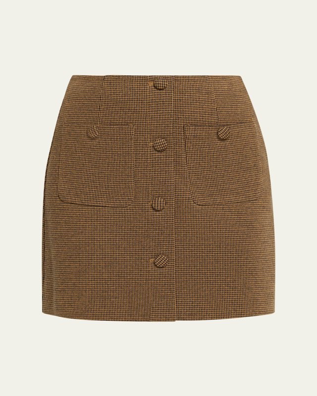 Waverly Houndstooth Knit Mini Skirt